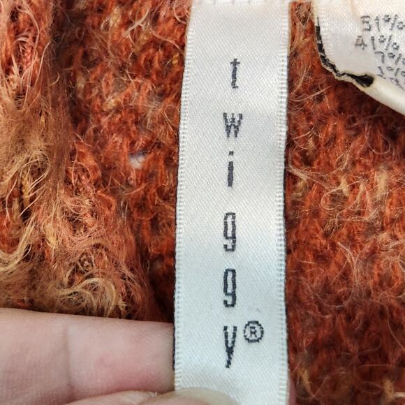 Twiggy Y2K Terra Cotta Wool Blend Felted Knit Mock Neck Sweater Women's L - Picture 2 of 7
